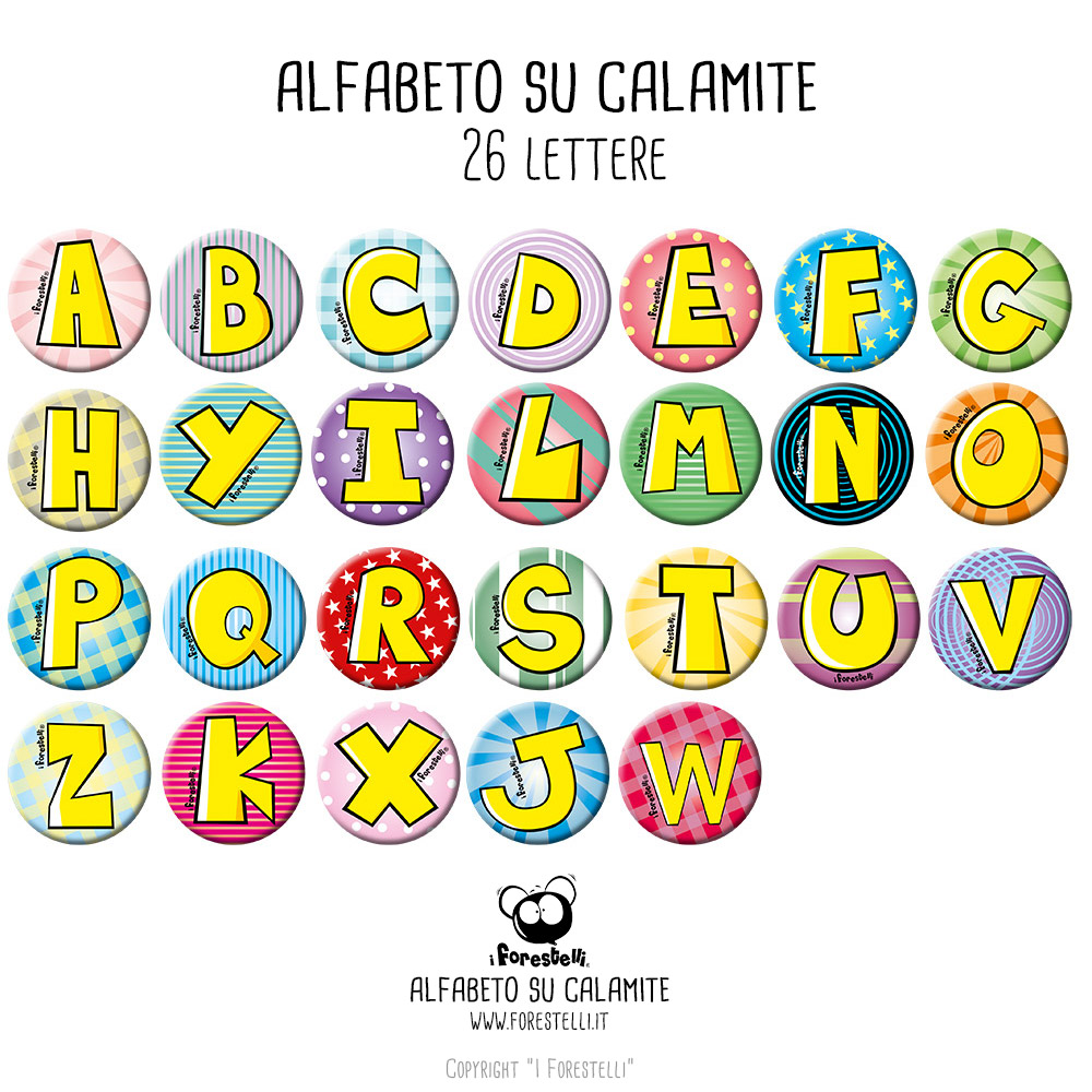 lettere e alfabeto su calamite