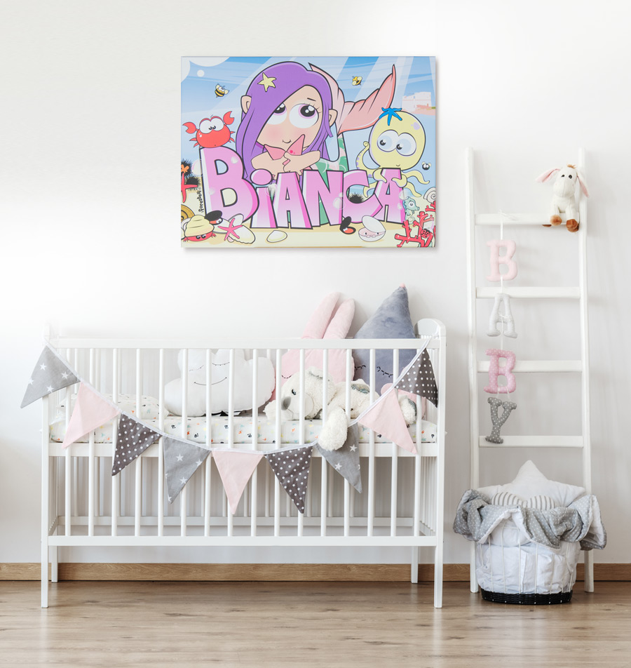 quadri per bambini personalizzati per camerette con ritratti e il nome del bambino